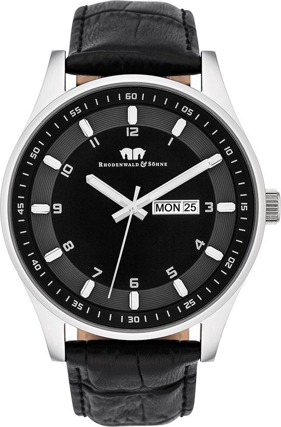 Rhodenwald & Söhne Couragian Herenhorloge - Zwart - Quartz - Leer