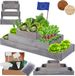 Modo24 ZP09 Carré Potager Surélevé En Escalier Modulable, Bois De Pin, Herbes/légumes, Jardin/terrasse/balcon, 27x117x30 Cm, Gris