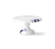 Royal Copenhagen Mega blauw geribbeld serveerbord op voet, 23 cm