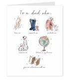 Lucy Claire Illustraties Vaderdag kaart, aquarel ontwerp, To a Dad Who Thema, met envelop