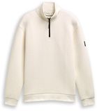 Tom Tailor Denim Troyer sweatshirt met logo-badge - Maat S - Wool White
