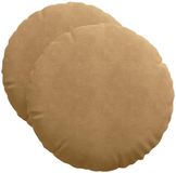 vidaXL - Zitkussens - 2 stuks - Fluweel - Bruin - Ø50 x 19 cm