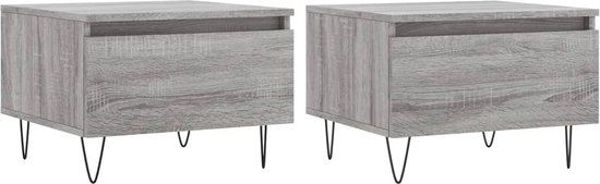 vidaXL Salontafels 2 stuks 50x46x35 cm bewerkt hout grijs sonoma eiken