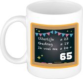 Bellatio Decorations Verjaardag cadeau mok 65 jaar - oranje - rekenen - 300 ml - keramiek