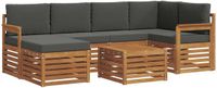 vidaXL Hoek loungeset 7-delig Natuurlijk en Antraciet Polyester