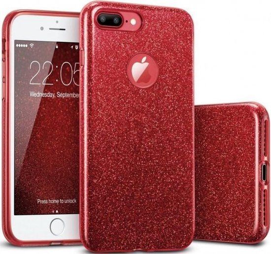 HB Hoesje Apple iPhone 7 Plus & 8 Plus - Glitter Back Cover - Rood