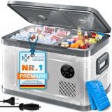 Kesser Réfrigérateur portable 2-en-1 Zone double refroidisseur et congélateur, congélateur électrique contrôle tactile LED 12/24 V 230V, réfrigérateur refroidissant jusqu'à -20 °C pour voiture, camion, camping - 40 litres, argent / anthracite