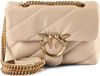 Pinko Leren Schoudertas Love Puff Mini CL Sheep Nappa Beige - Smoke Grey - Antique Gold