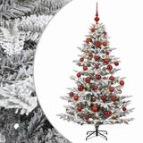 vidaXL Kunstkerstboom met kerstbal 150 cm 150 LED's Warmwit PE & PVC
