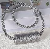 Romon Magnetische gordijnhouders, 4 stuks, zilvergrijs, 52 cm