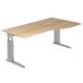 HAMMERBACHER VUS18/E/S höhenverstellbarer Schreibtisch 68 - 86 cm Eiche / silber