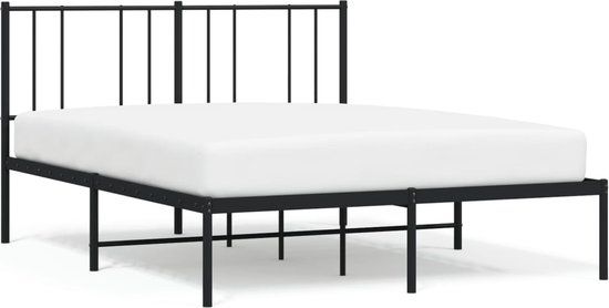 vidaXL Bedframe met hoofdbord Metaal Zwart 120x200 cm