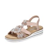 Rieker V0613-90 Sandalen Dames Roze Sleehak Synthetisch Maat 41