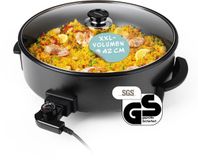 GOURMETmaxx Elektrische Pizzapan – 42 cm, 1500 W, Thermostaat, Glasdeksel & Anti-aanbaklaag