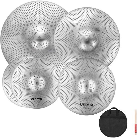 VEVOR 4-Delige Laagvolume Bekkenset Inclusief Hihat Crash Ride Splash 350/400/455/505 Mm (14/16/18/20 Inches)
