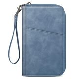 FINTIE Paspoorthouder, reisportemonnee voor familie 4-6, RFID-blokkering, reisdocumentenorganizer, clutch voor paspoorten, visitekaartjes, creditcards, instapkaarten, blauw
