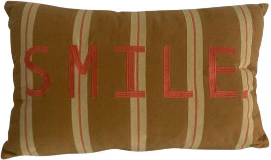 Mica Decorations Kussen Smile Bruin 55x35 cm