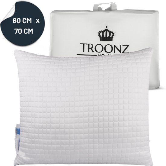 Troonz Verkoelend Hoofdkussen One - Ergonomisch Neksteun Kussen - 60x70cm - Voor Rug, Zij & Buikslapers - Wit