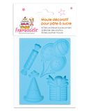 Framboiselle FRA8928 bakvorm voor suikerglas, verjaardag, silicone, blauw, 8 x 6 x 0,8 cm