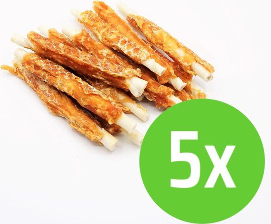 Puur Fit Rawhide met kip 13cm - Hondensnack - 5 x 400g - Kauwstaven