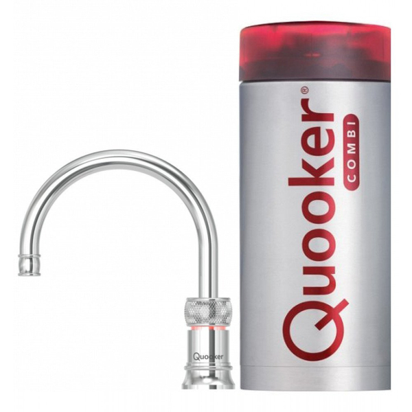 Quooker NL Classic Nordic round kokendwaterkraan opbouw uitloop draaibaar met Combi reservoir Chroom 22CNRCHR