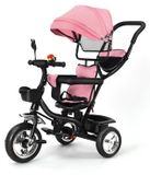 Tricycle pour enfants - Tricycle avec barre de poussée - Siège pivotant - Marche avant et arrière possible - Pare-soleil pliable - Pliable - Convient aux enfants de 1 à 2 ans - Poids maximum : 20 kg - Rose