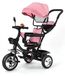 Vélo enfant - Tricycle avec barre de poussée - Siège pivotant - Capote - Panier de rangement - Pliable - Convient pour 1-2 ans - Rose