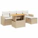 vidaXL 6-delige Loungeset met Kussens, Poly Rattan, Beige