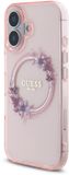 Guess GUHMP16SHFWFCP iPhone 16 6.1" roze/roze hardcase IML Flowers Wreath MagSafe