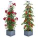 Relaxdays bac à plantes avec treillis, auto-arrosant, set de 2, pour tomates et roses, 145x25x25 cm, gris