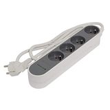 Grijs-witte designmultistekkerdoos, 4 x 16 A – 3m