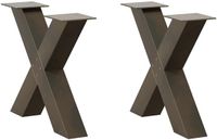 vidaXL Salontafelpoten - 2 stuks - X-vormig - 50x(42-43) cm - Staal - Naturel