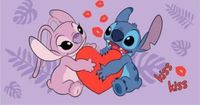Lilo en Stitch RenA shop Stitch en Angel strandlaken Kiss paars 70 x 140 cm Katoen