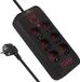 Maclean MCE389 B - Stekkerdoos - 6-polige verlengkabel + 4xUSB, 1,5 m - Zwart