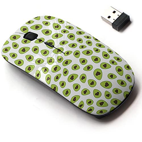 CJCBROES 2.4G draadloze muis met schattig patroonontwerp voor alle laptops en desktops met nano-ontvanger - avocado-helften