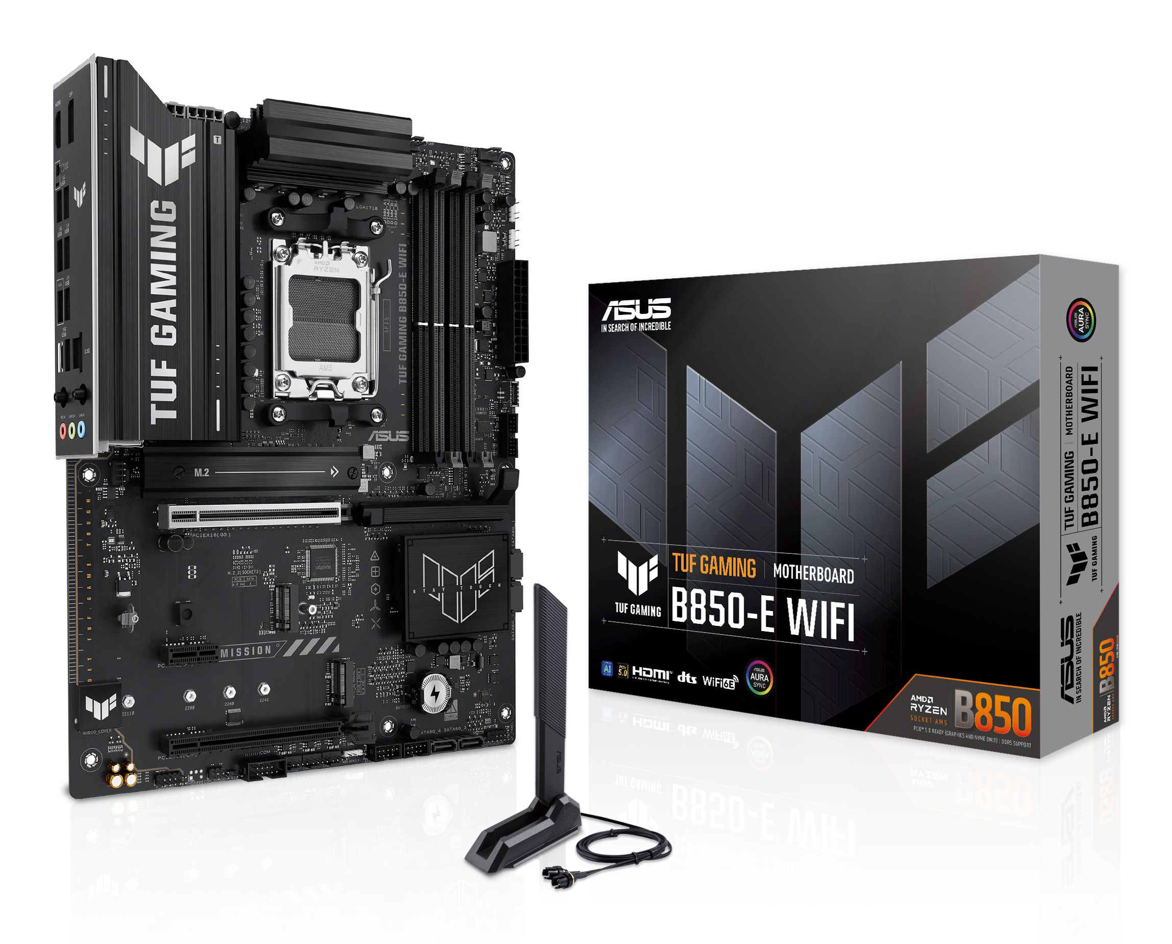 ASUS TUF GAMING B850-E WIFI Moederbord - Socket AM5 - ATX - AMD B850 Chipset - DDR5 - WiFi 6E