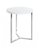 HAKU Bijzettafel rond chroom wit MDF metaal ronde salontafel