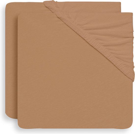 Jollein Jersey Wieg Hoeslaken - 40/50x80/90cm - Biscuit (2 stuks)