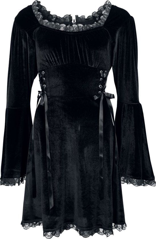 Gothicana by EMP Gothicana Zwarte jurk met vetersluiting - Dames - M