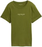 Tom Tailor T-shirt met logo-opdruk - Maat S - deep ivy green