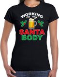 Bellatio Decorations Santa body fout Kerst t-shirt - zwart - dames - L