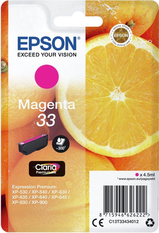 Epson 33 Magenta Ink Cartridge - C13T33434010