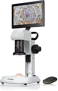 Bresser LCD microscoop analyth met door- en oplicht in 5 helderheidsniveaus, traploze zoom (0,7 x 4,5 x), 22,5 cm display en grove en fijne scherpstelling, 5809100, wit