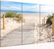 Merkloos / Sans marque Wan GmbH Wanddecoratie 3 Delen - Muur Schilderij - Woonkamer Verfraaien - Ecologisch Drukproces - 120 x 80 cm - Beige Blauw