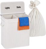 Merkloos Relaxdays Wasmand 2 vakken - 100 liter - bamboe - wit