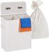 Merkloos Relaxdays Wasmand 2 vakken - 100 liter - bamboe - wit