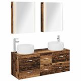 vidaXL Badkamermeubel Set 5 stuks Oud hout Bewerkt hout en glas