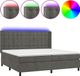 vidaXL Boxspringbed met matras en LED-verlichting, donkergrijs, 200x200 cm, fluweel