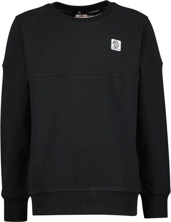 Vingino Jongens sweater - Zwart - Maat 104 - Katoen - Lange mouw - Ronde hals