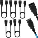 5 stuks verlengkabels, voeding, 3,00 m, IEC C13 naar C14